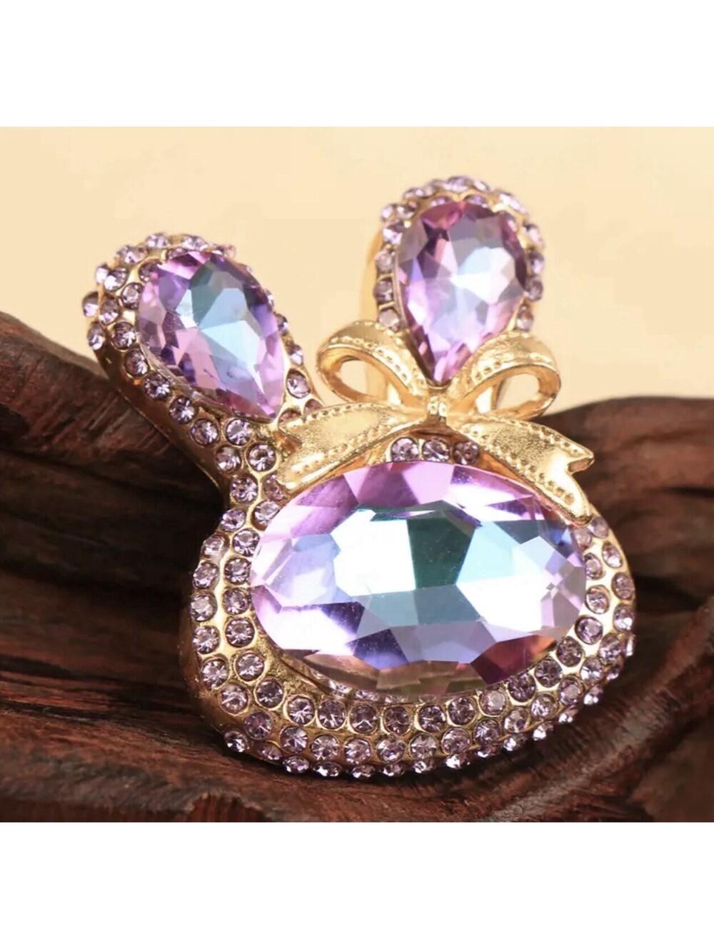 Gorgeous Aurora Borealis Easter Bunny Rabbit Brooch